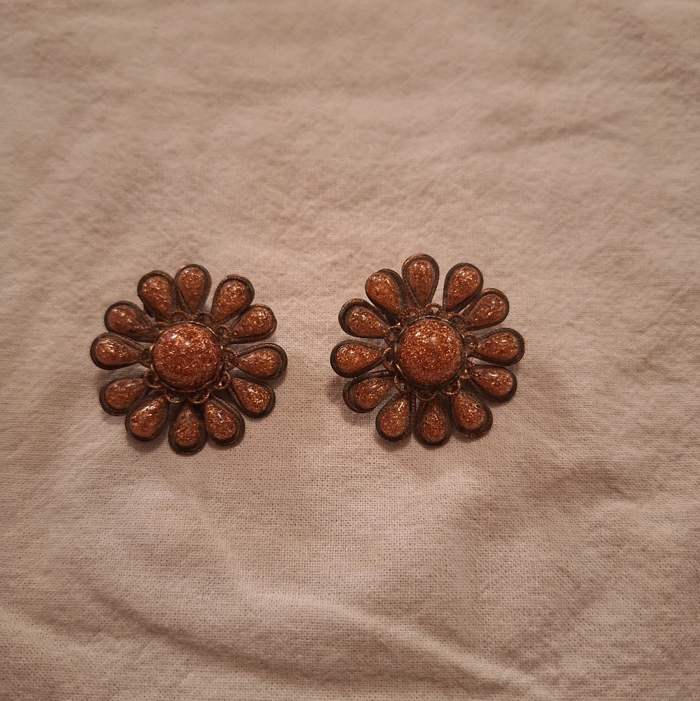 Goldstone clip-on earrings